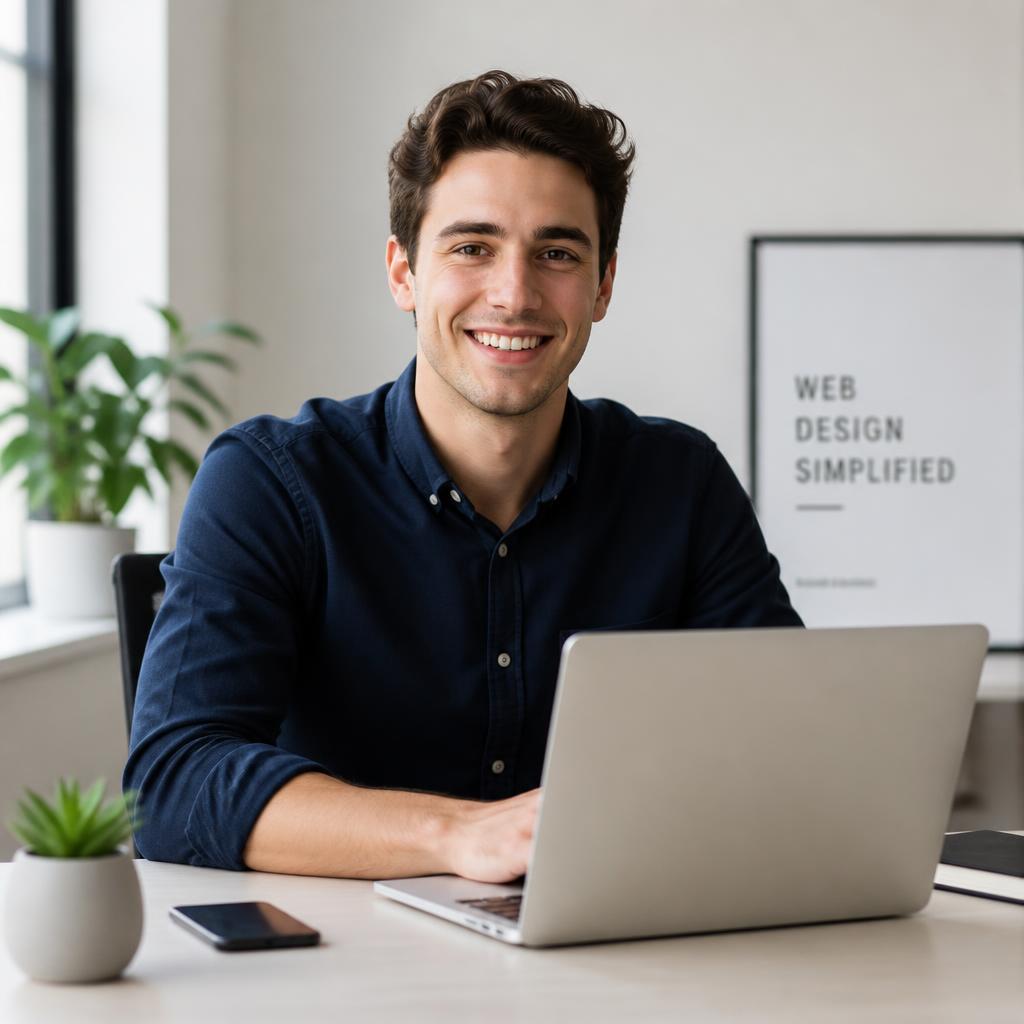 Dexter Notter, founder of Dexter Notter Web Design, working at his desk